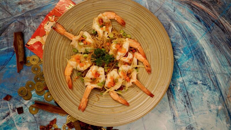 steamed prawn with glass noodles